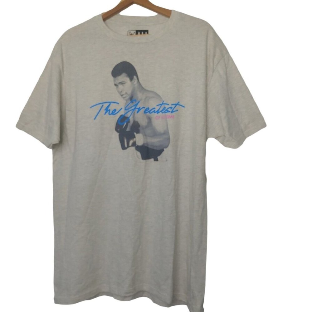 Muhammed Ali The Greatest Of All Time Mens XL T Shirt Gray Boxer Boxing NWOT